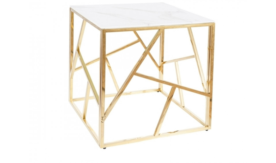 ESCADA B II Coffee table, White, marble effect/Golden | Сoffee tables | ZIPhome.ee image 1