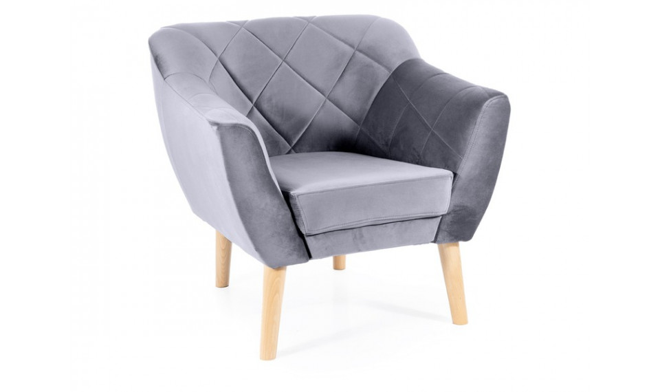Armchair KARO 1 VELVET BLUVEL 14 grey/beech | 100% Quality Armchair KARO 1 VELVET BLUVEL 14 grey/beech | Armchairs | ZIPhome.ee image 1