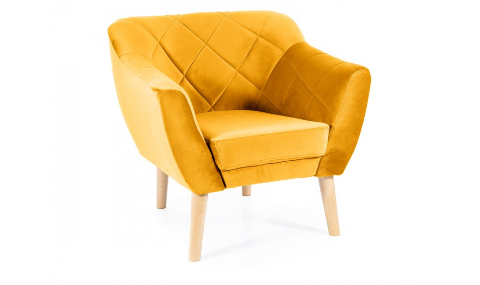 Armchair KARO 1 VELVET BLUVEL 68 curry/beech | 100% Quality Armchair KARO 1 VELVET BLUVEL 68 curry/beech | Armchairs | ZIPhome.ee image 1