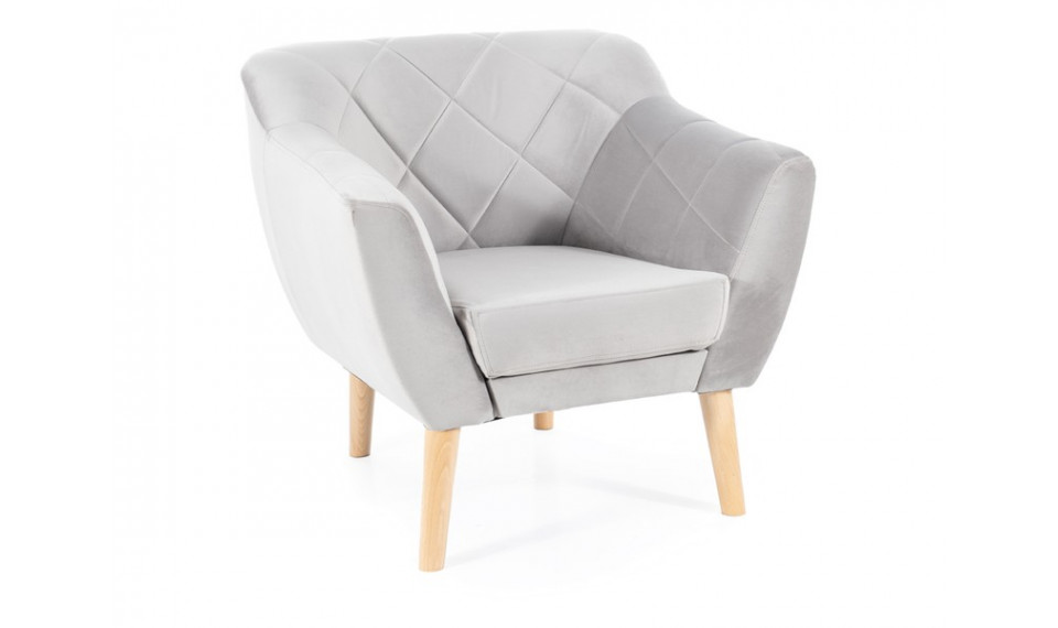 Armchair KARO 1 VELVET BLUVEL 03 light gray/beech | 100% Quality Armchair KARO 1 VELVET BLUVEL 03 light gray/beech | Armchairs | ZIPhome.ee image 1