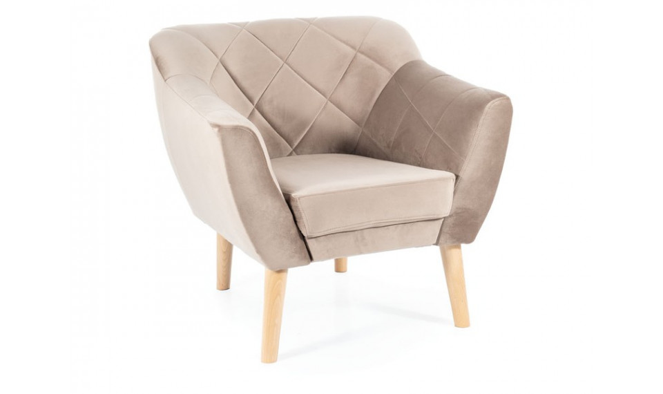 Armchair KARO 1 VELVET BLUVEL 40 dark beige/beech | 100% Quality Armchair KARO 1 VELVET BLUVEL 40 dark beige/beech | Armchairs | ZIPhome.ee image 1
