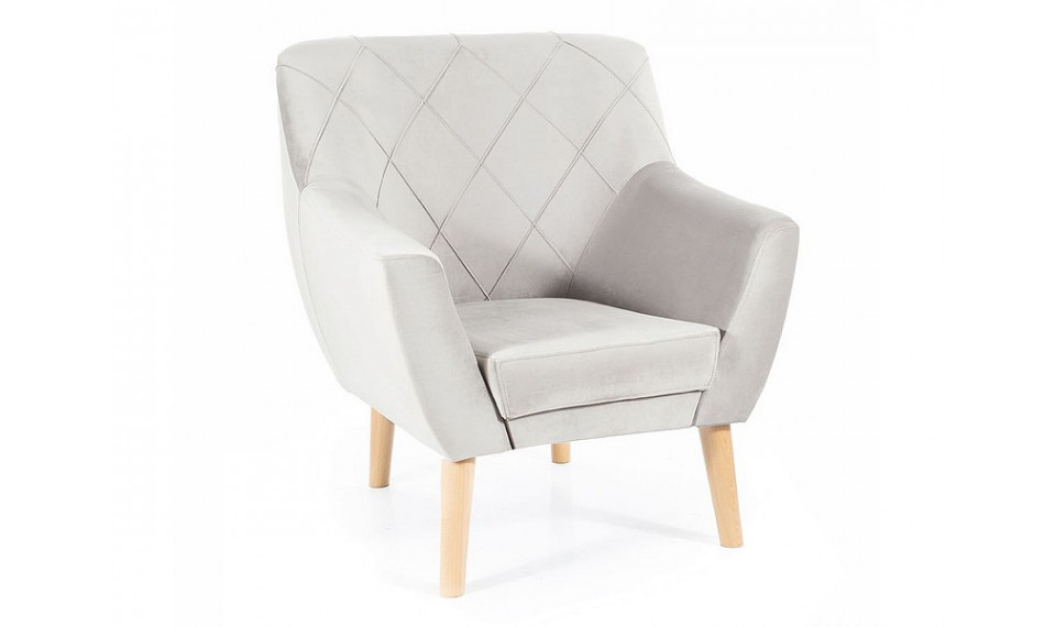 Armchair KIER 1 VELVET BLUVEL 03 light gray/beech | 100% Quality Armchair KIER 1 VELVET BLUVEL 03 light gray/beech | Armchairs | ZIPhome.ee image 1