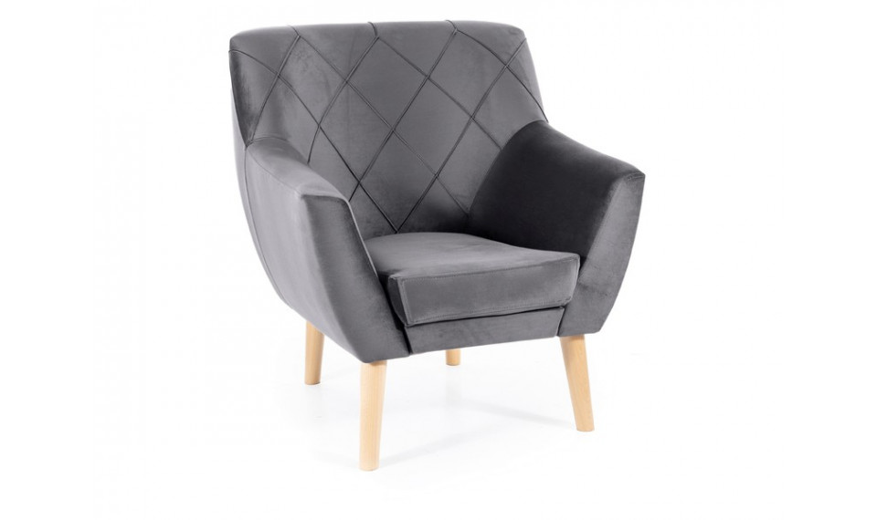 Armchair KIER 1 VELVET BLUVEL 14 grey/beech | 100% Quality Armchair KIER 1 VELVET BLUVEL 14 grey/beech | Armchairs | ZIPhome.ee image 1