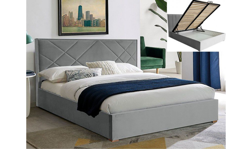 MAGIA II Voodi 160x200 VELVET Bluvel 03 helehall | Voodid | ZIPhome.ee kuva 2