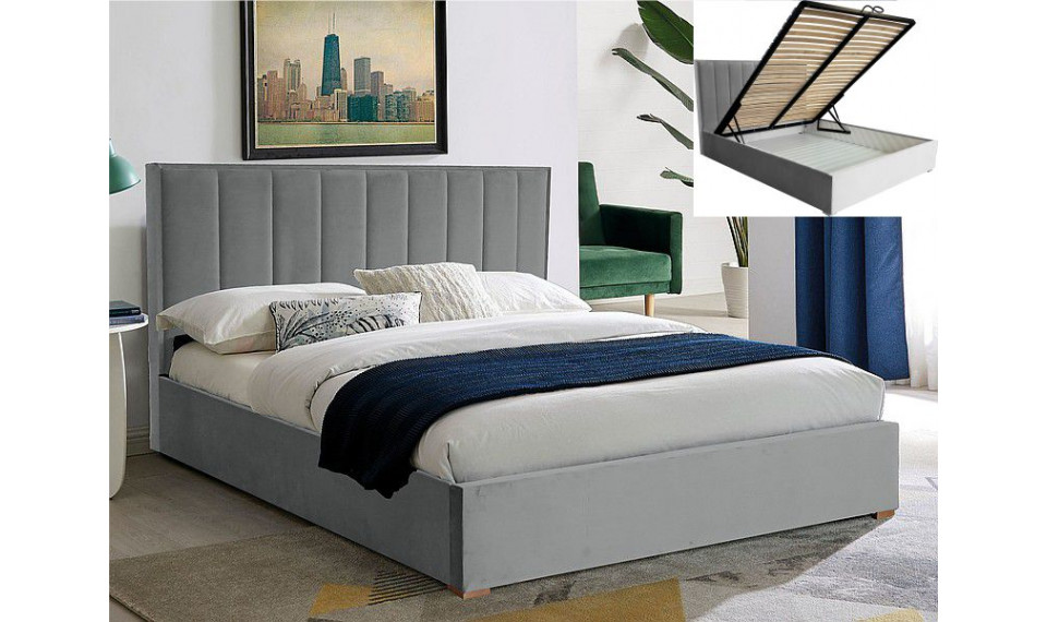 Voodi MARANI II 140x200 Velvet Bluvel 03 helehall | Voodid | ZIPhome.ee kuva 2