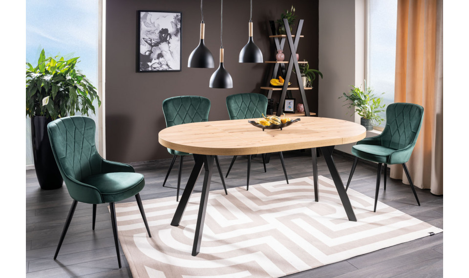 MEDAN Extendable 100-168 dining table, artisan oak / black mat | Tables | ZIPhome.ee image 1