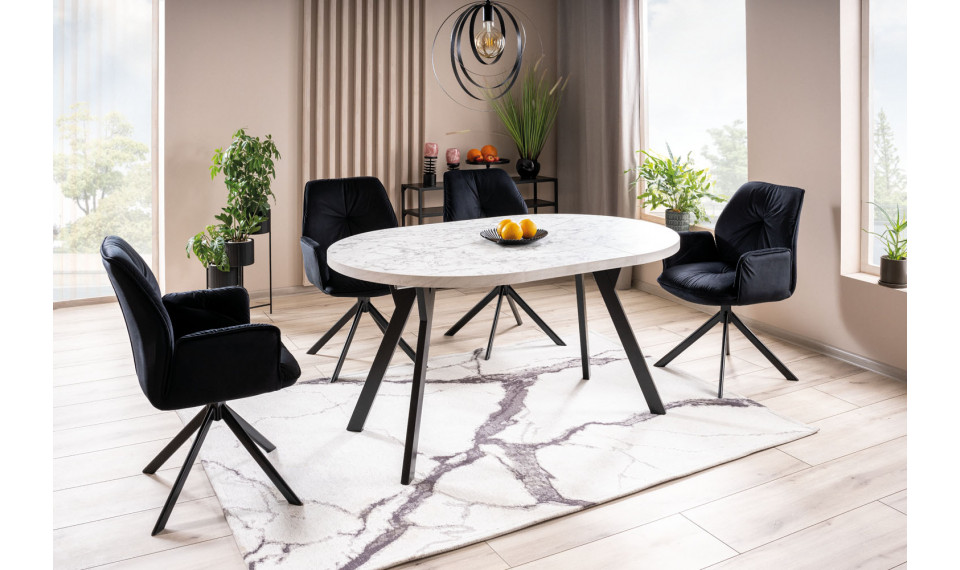 MEDAN Extendable 100-168 dining table, marble / black | Tables | ZIPhome.ee image 1