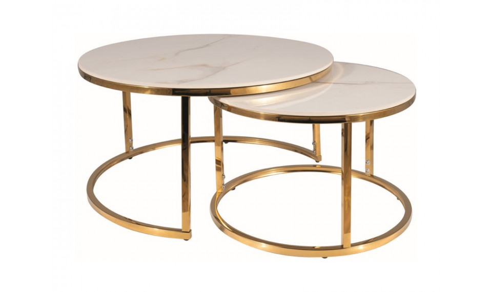 PORTAFINO A Coffee table set white marble/gold | Сoffee tables | ZIPhome.ee image 1