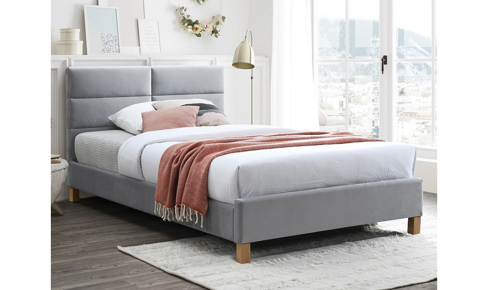 Voodi SIERRA 120x200 VELVET Bluvel 03 helehall | Voodid | ZIPhome.ee pilt 1