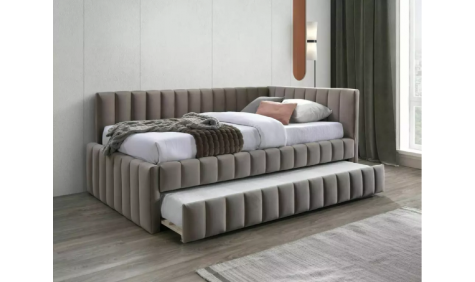 Alfie Velvet voodi 120x200 tumebeež | Voodid | ZIPhome.ee pilt 1