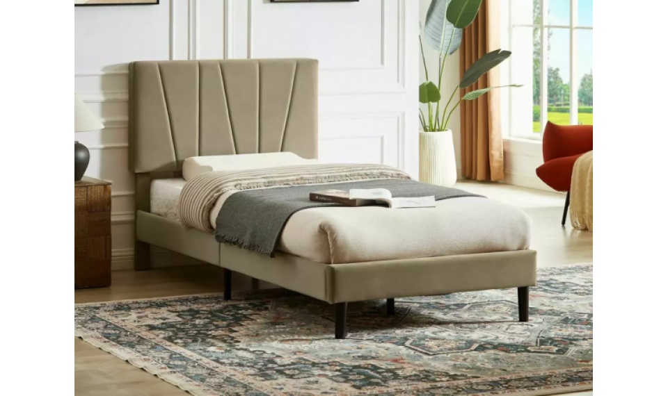 Savana Velvet bed 90x200 beige | Beds | ZIPhome.ee image 1