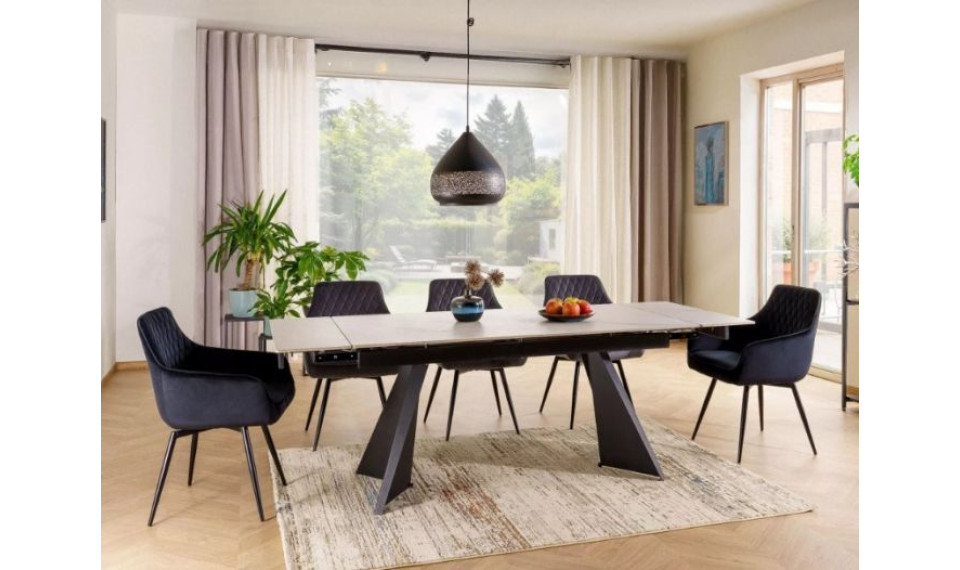 Pikendatav söögilaud LACONI 160-220x90 cm valge marmor/must | Lauad | ZIPhome.ee pilt 6