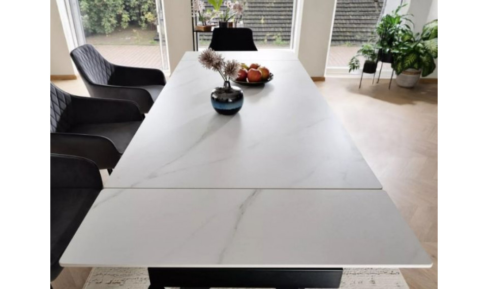 Pikendatav söögilaud LACONI 160-220x90 cm valge marmor/must | Lauad | ZIPhome.ee pilt 5