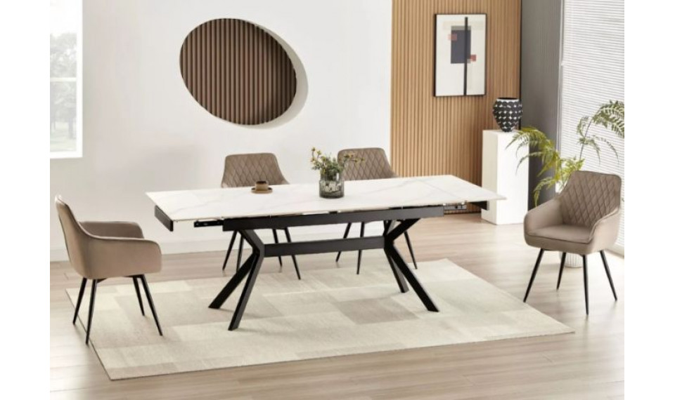 Pikendatav söögilaud IMPERIA 160-220x90 cm valge marmor/must | Lauad | ZIPhome.ee pilt 6