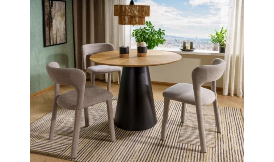 Pyöreä ruokapöytä ANGEL 120 cm tammi/musta | Pöydät | ZIPhome.ee kuva 2