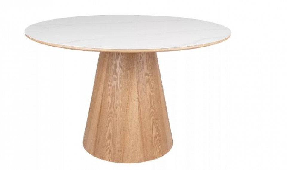 Pyöreä ruokapöytä ANGEL 120 cm keraaminen valkoinen/tammi | Pöydät | ZIPhome.ee kuva 1