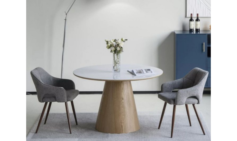 Pyöreä ruokapöytä ANGEL 120 cm keraaminen valkoinen/tammi | Pöydät | ZIPhome.ee kuva 2