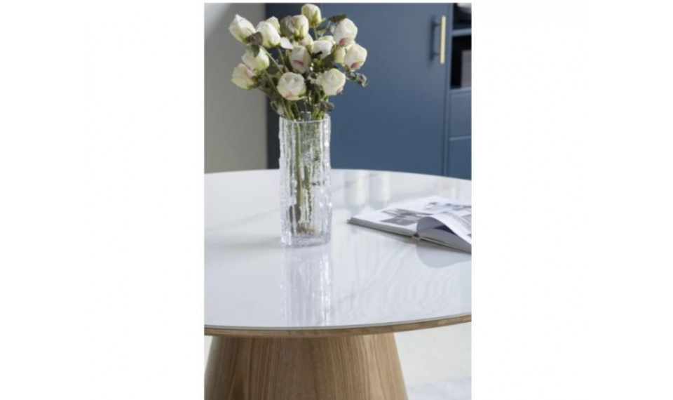 Pyöreä ruokapöytä ANGEL 120 cm keraaminen valkoinen/tammi | Pöydät | ZIPhome.ee kuva 3