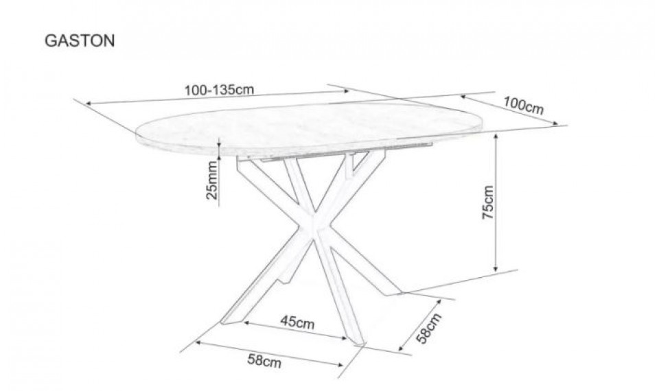 Pikendatav söögilaud GASTON ceramic valge marmor/must 100-135x100 cm | Lauad | ZIPhome.ee изображение 5