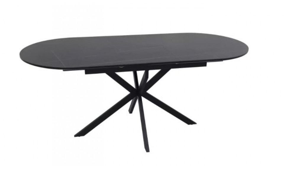 Extendable dining table GASTON ceramic black marble/black 140-180x80 cm | Tables | ZIPhome.ee image 1