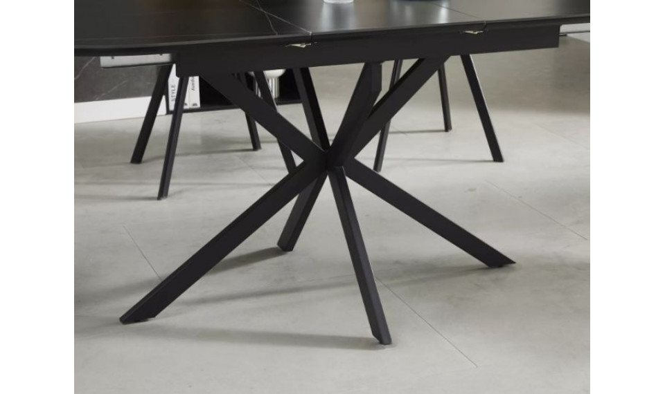 Extendable dining table GASTON ceramic black marble/black 140-180x80 cm | Tables | ZIPhome.ee image 4