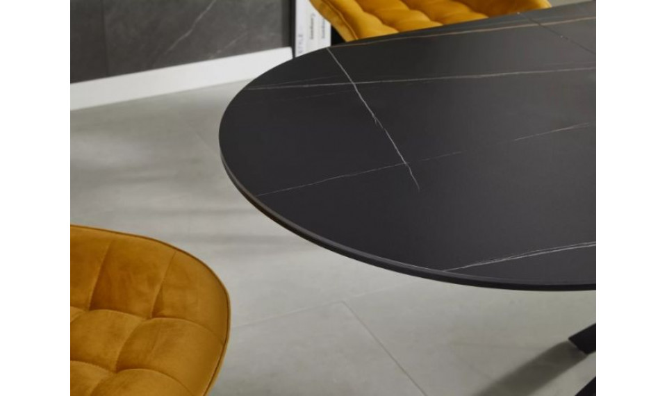 Extendable dining table GASTON ceramic black marble/black 140-180x80 cm | Tables | ZIPhome.ee image 5