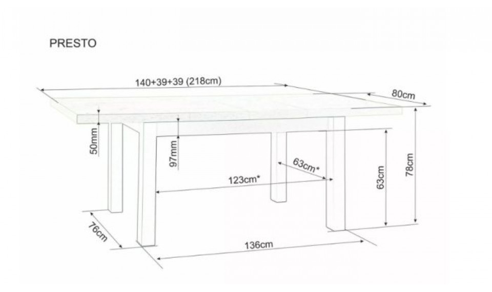 Pikendatav söögilaud PRESTO 140-218x80 cm tamm cremona torro/kašmiir | Lauad | ZIPhome.ee pilt 2