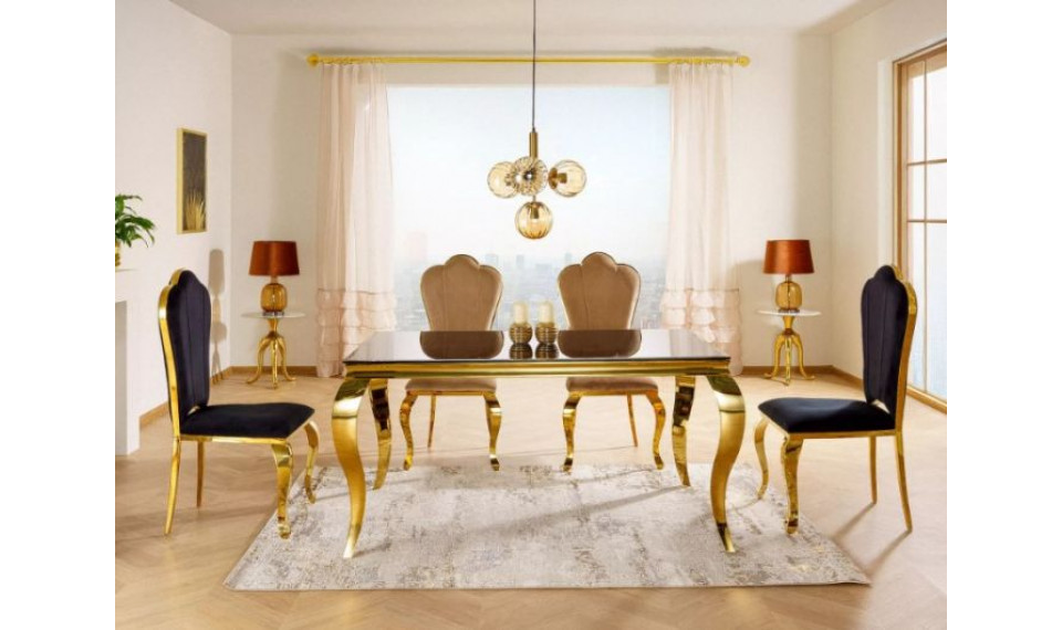 Ruokapöytä PRINCE musta/kulta 150X90cm | Pöydät | ZIPhome.ee kuva 2