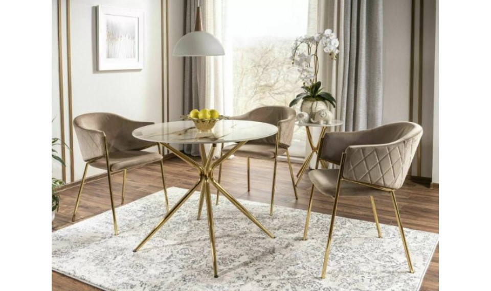 Pyöreä ruokapöytä AZALIA keraaminen valkoinen 90 cm | Pöydät | ZIPhome.ee kuva 2