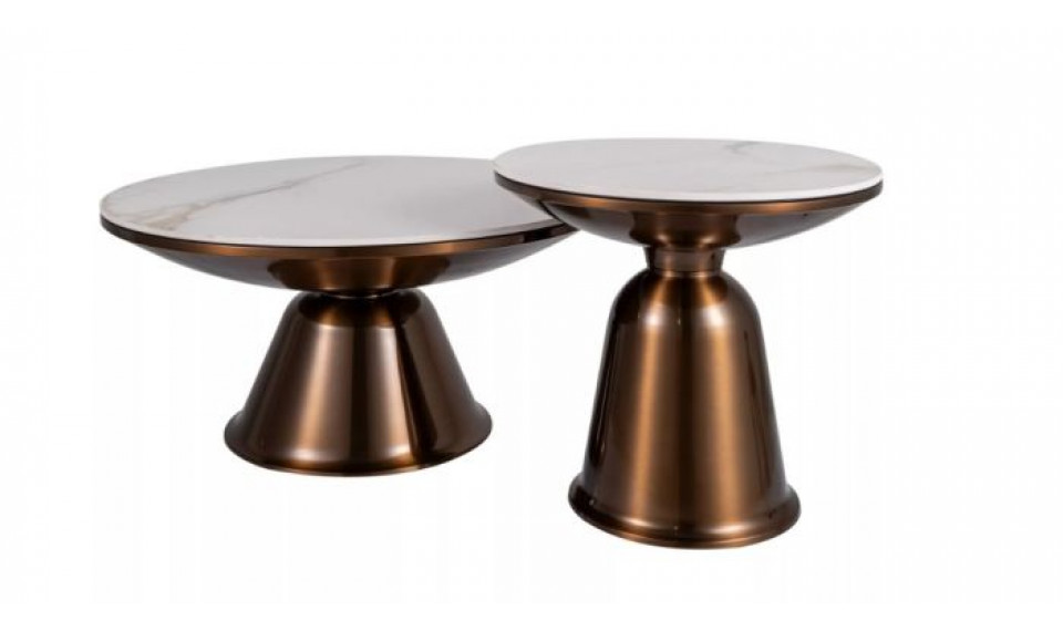 Sohvapöytäsetti VERA valkoinen/kupari 2kpl | Kahvipöydät | ZIPhome.ee kuva 1