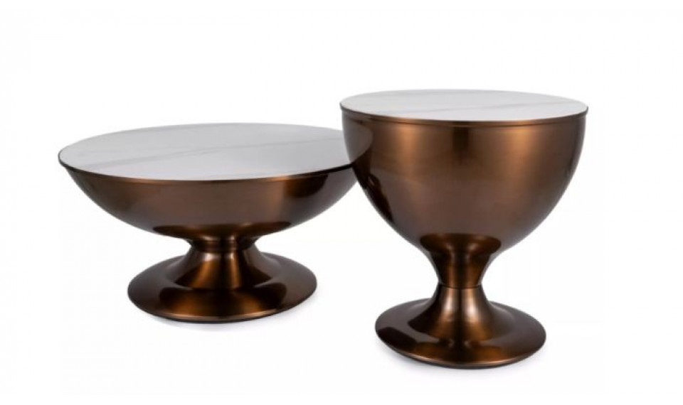 Sohvapöytäsarja SALSA valkoinen/kupari 2kpl | Kahvipöydät | ZIPhome.ee kuva 1