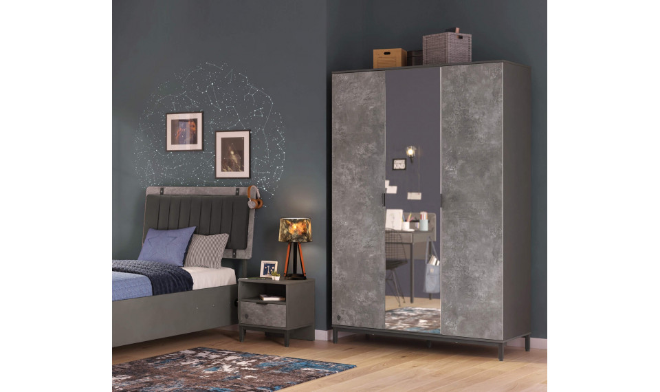 SPACE GRAY 3 ustega riidekapp | Laste riidekapid | ZIPhome.ee pilt 5