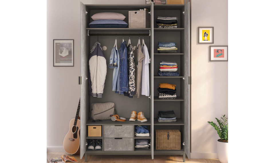 SPACE GRAY 3 ustega riidekapp | Laste riidekapid | ZIPhome.ee pilt 4