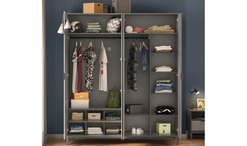 SPACE GRAY 4 ustega riidekapp | Laste riidekapid | ZIPhome.ee pilt 4