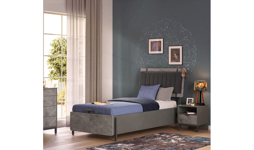 SPACE GRAY voodi pesukastiga ja tõstemehhanismiga (100x200 cm) | Laste voodid | ZIPhome.ee pilt 4