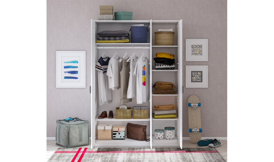 WHITE 3-ukseline riidekapp | Laste riidekapid | ZIPhome.ee pilt 2