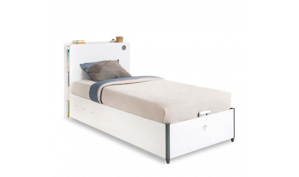 WHITE BED WITH BASE (100x200 cm) | 100% laatu WHITE BED WITH BASE (100x200 cm) | White | ZIPhome.ee kuva 1