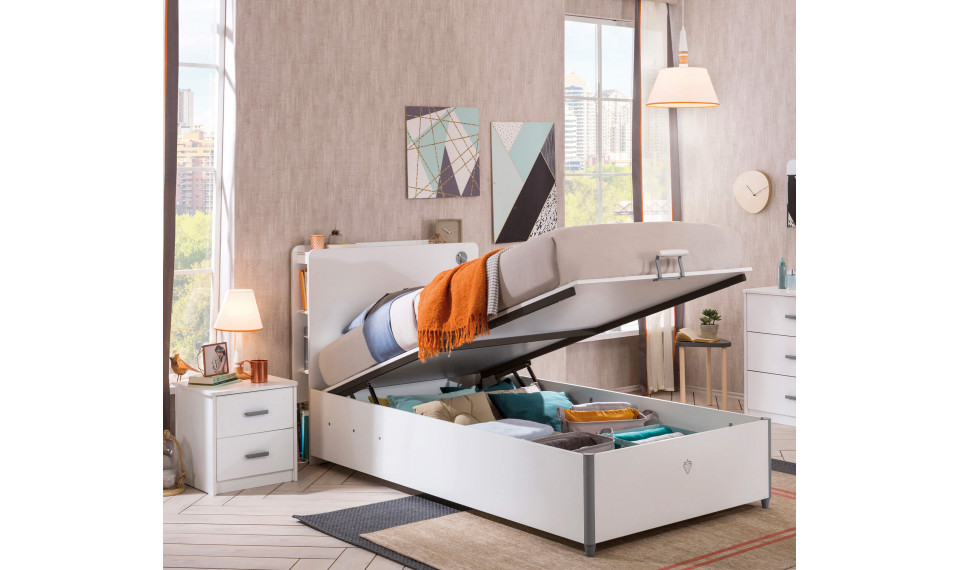 WHITE BED WITH BASE (100x200 cm) | 100% laatu WHITE BED WITH BASE (100x200 cm) | White | ZIPhome.ee kuva 2