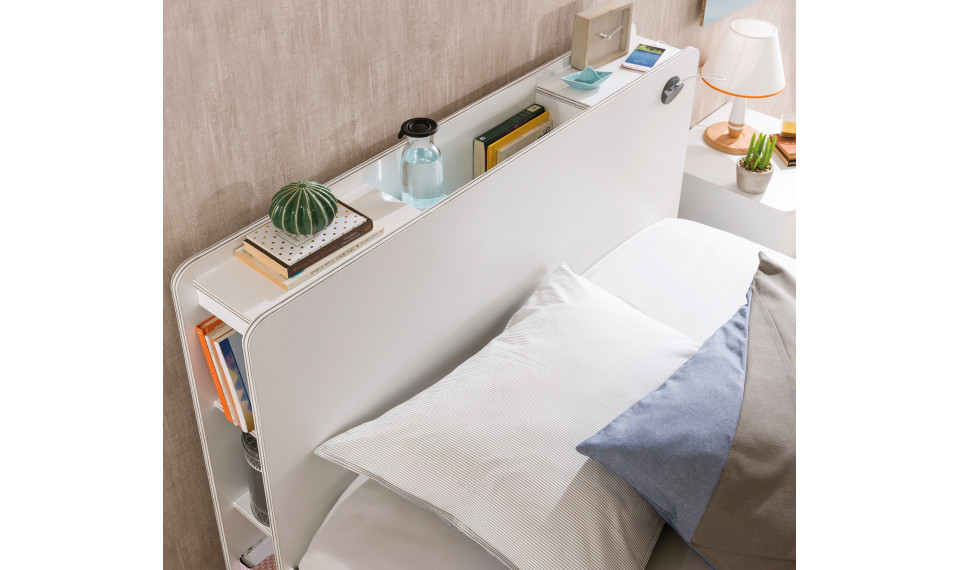 WHITE BED WITH BASE (100x200 cm) | 100% laatu WHITE BED WITH BASE (100x200 cm) | White | ZIPhome.ee kuva 4
