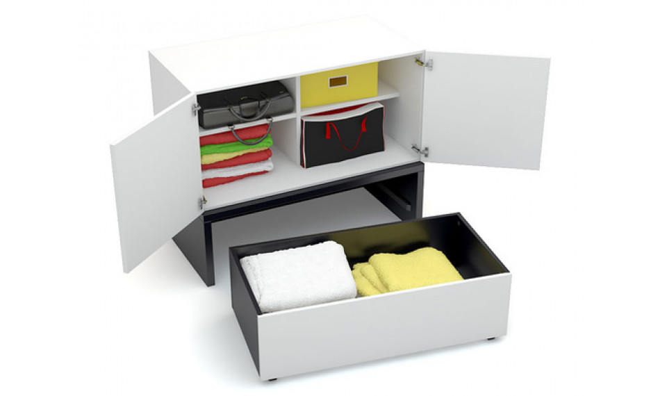 Cabinet 2-pieces with platform 106x53 with draw Young Users  white/black 106,6/53/88 | Young Users | ZIPhome.ee image 1